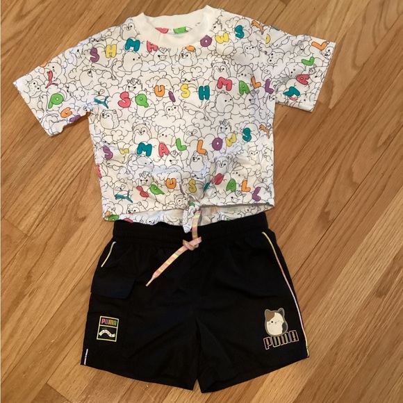 Puma Squishmallows Graphic Tee and Black Shorts - Picture 1 of 6